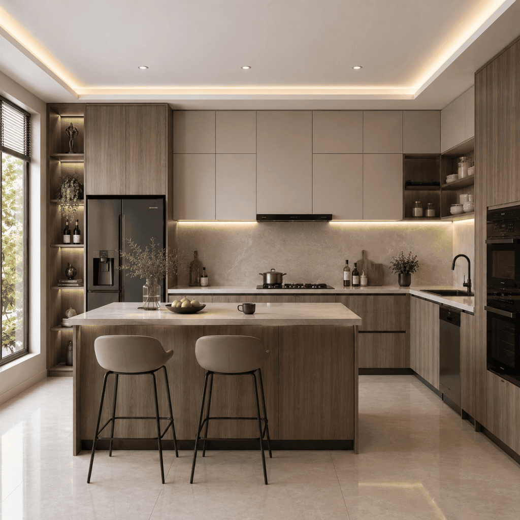 Tủ bếp Laminate vân gỗ