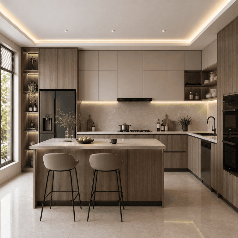 Tủ bếp Laminate vân gỗ