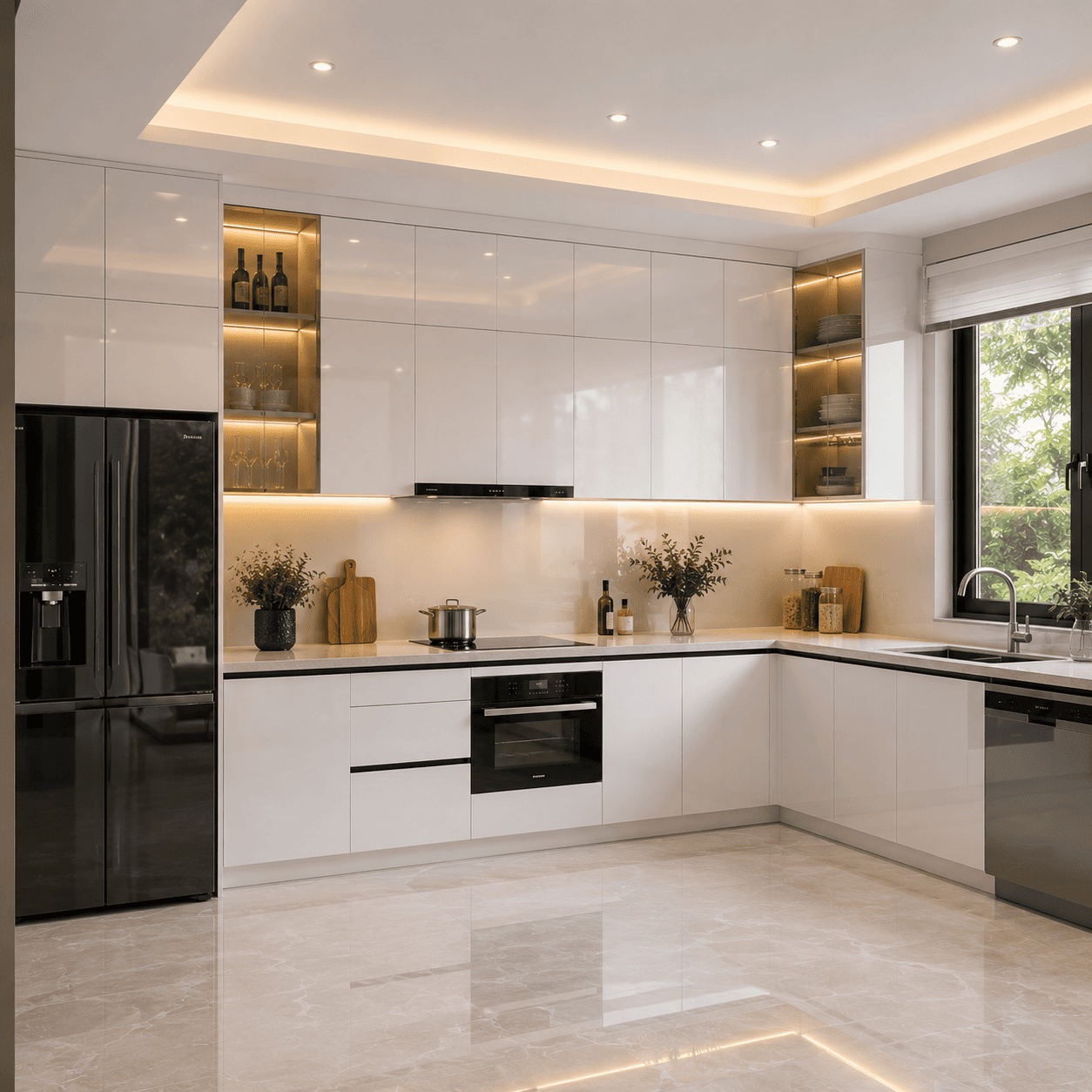 Tủ bếp Acrylic chữ L
