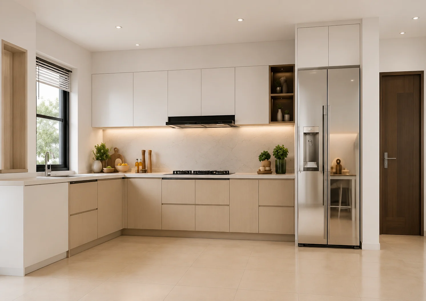 Tủ bếp Acrylic chữ L — Căn hộ Vinhomes Smart City